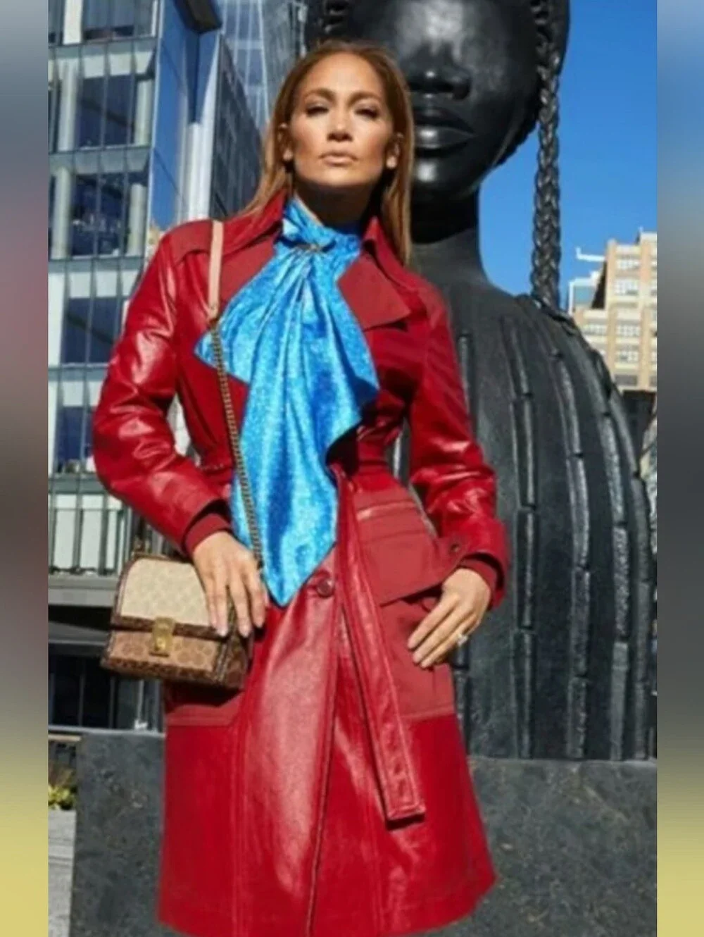 Coach JLO Red Leather Trench Coat - Picture 2 of 5